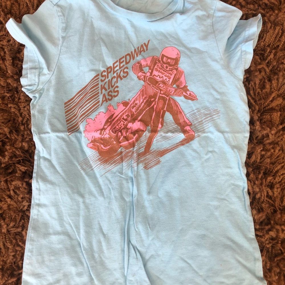 Vintage Paul Frank t shirt. Baby blue motorcycle